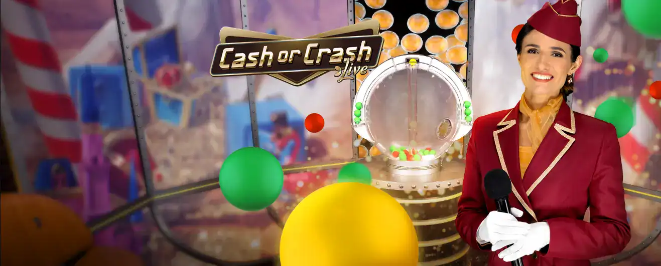 Cash or Crash ballenmachine met groene en rode ballen.